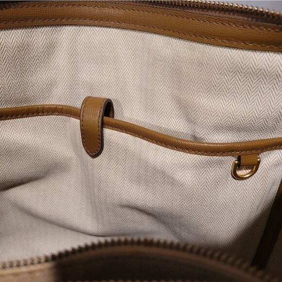 Tory Burch Emerson Brown Saffiano Leather Reva Logo Zip Tote Bag # 136091 - Picture 12 of 12